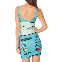 Blue Blends Women Fashion U-Shape Collar Slim Sexy Dress One Size SY-21266-39-Blue - Thumbnail 1