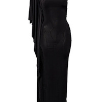 Black Polyester Women Fashion One Shoulder Sexy Slim Dress One Size SY-6325-50-Black - Thumbnail 2