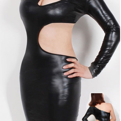 Black blends women fashion one shoulder short length sexy slim dress m/l sy-21260-34-black