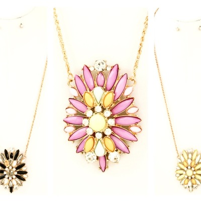 Sunburst stone necklace set