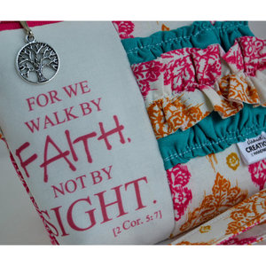 Small Zippered Wristlet/Clutch Accented with Ruffles and Scripture