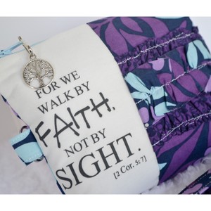 Small Zippered Wristlet/Clutch Accented with Ruffles and Scripture