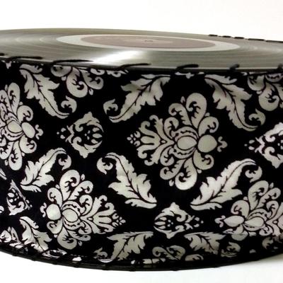  black and white damask hand crafted record purse 