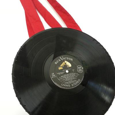 Red gingham hand crafted record purse