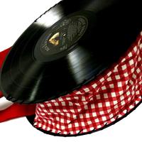 Red Gingham Hand Crafted Record Purse - Thumbnail 1