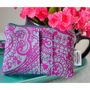 Zippered Pouch/Coin Purse Accented with Scripture/Pleat Design