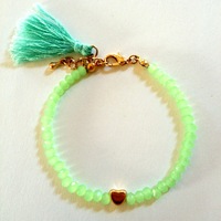 Reina - Mint Heart Tassel Bracelet - Thumbnail 1