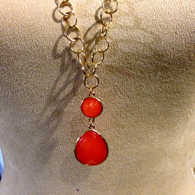 Long chain with orange pendant