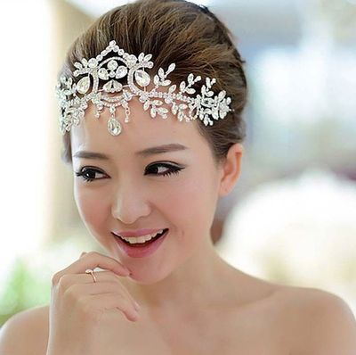 WEDDING BRIDAL ART DECO BRIDE HEAD RHINESTONE CRYSTAL HAIR CHAIN TIARA CROWN