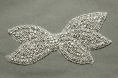 Crystal Rhinestone Bow Applique Wedding Bridal Glass Iron on Applique Patch