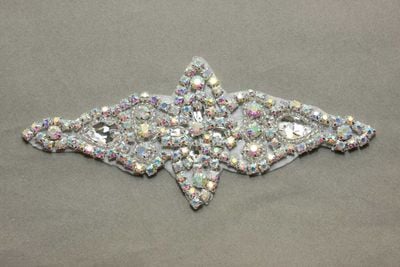 Aurora Crystal Rhinestone Sash Applique Wedding Bridal Silver Craft Motif