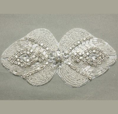 Wedding Bridal Symmetry Butterfly Motif Rhinestone Crystal Dress Applique 