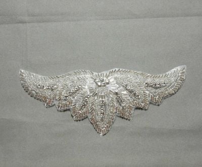 Sew/Iron Crystal Rhinestone Sash Wedding Bridal Gown Wing Applique