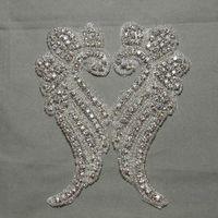 A Pair of Iron/Sew on wing shape wedding gown dress Rhinestone Applique Patch - Thumbnail 1