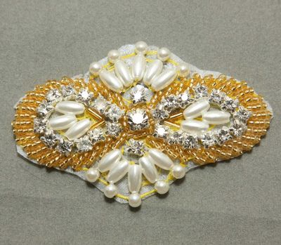 2.8 " Sew/Iron Crystal Rhinestone Sash Wedding Bridal Gown Rhombus Applique