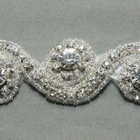 Bridal Wedding Handmade Embroidery Rhinestone Crystals Headband - Thumbnail 2