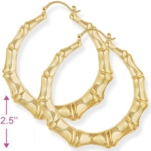 18Kt gold filled Bamboo Hoop Earrings.