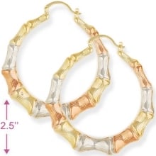 Tricolor Bamboo Hoops 18kt