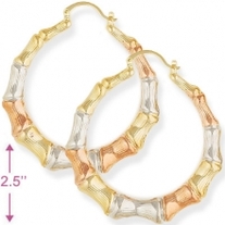 Tricolor Bamboo Hoops 18kt