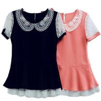 K-fashion Lace Chiffon Plus Size T-shirt Free Shipping SP140767 - Thumbnail 2