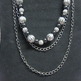 Black Wood Metal & Chain Necklace - Thumbnail 1