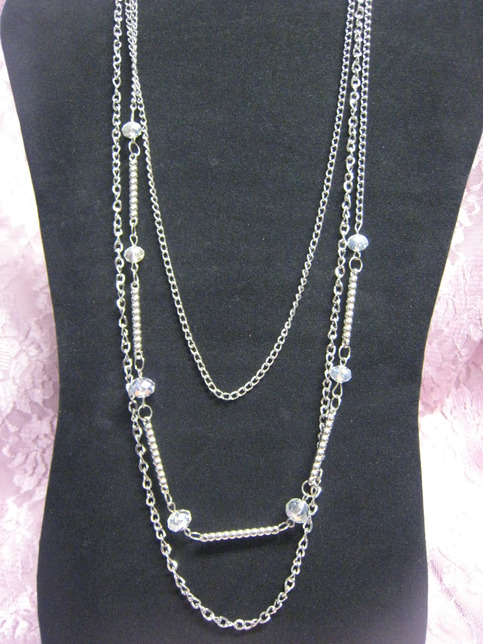 Shiny Silver 3 Layer Mixed Necklace