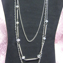Shiny Silver 3 Layer Mixed Necklace