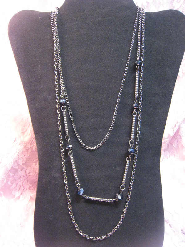 Blackened 3 Layer Mixed Necklace
