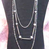 Dark Silver 3 Layer Mixed Necklace