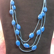 Dark Teal Acrylic Triple Strand Necklace