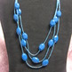 Dark Teal Acrylic Triple Strand Necklace - Thumbnail 1
