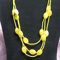 Yellow Acrylic Triple Strand Necklace