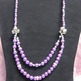 Lilac Double Glass Pearl Necklace - Thumbnail 1