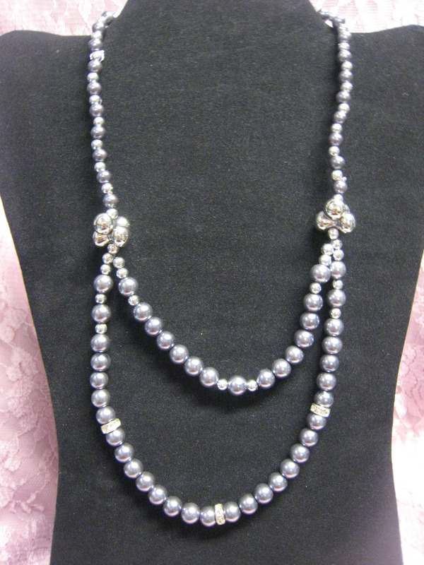 Gray Double Glass Pearl Necklace