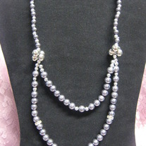 Gray Double Glass Pearl Necklace