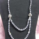 Gray Double Glass Pearl Necklace - Thumbnail 1