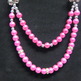 Fuschia Double Glass Pearl Necklace - Thumbnail 2
