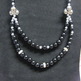 Black Double Glass Pearl Necklace - Thumbnail 3