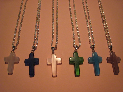 Cat's Eye Glass Cross Necklaces