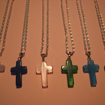 Cat's Eye Glass Cross Necklaces