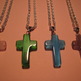 Cat's Eye Glass Cross Necklaces - Thumbnail 2