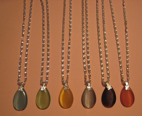 Cat's Eye Glass Drop Necklaces