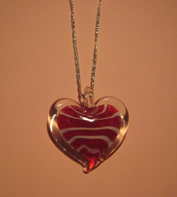 Red Glass Heart Necklace