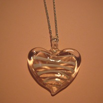 Pink Glass Heart Necklace