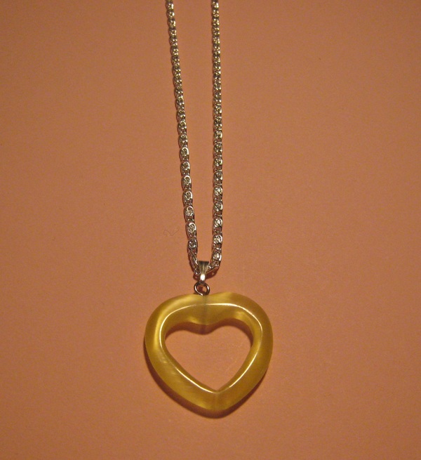 Yellow Cat's Eye Heart Necklace