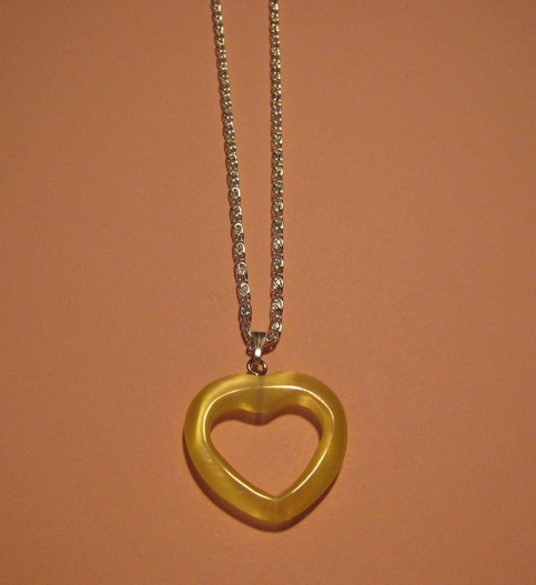 Yellow Cat's Eye Heart Necklace