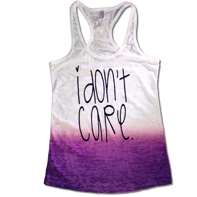 I dont care - purple racerback tank