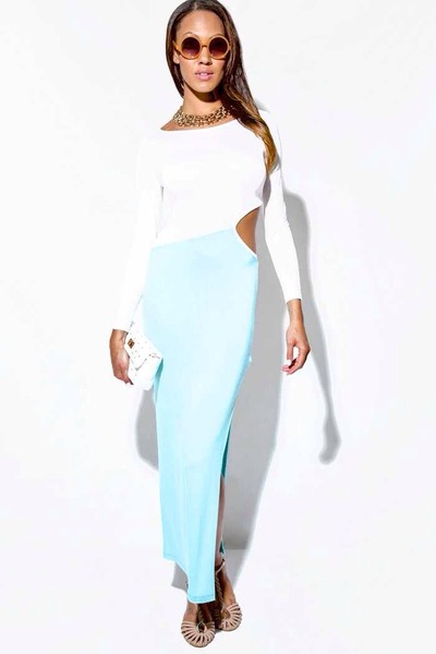 Slit open mint dress