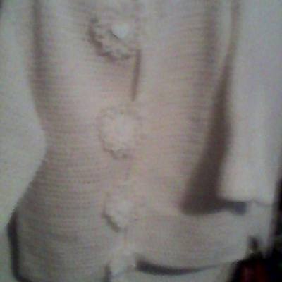 Crochet  button up sweater with flowers
