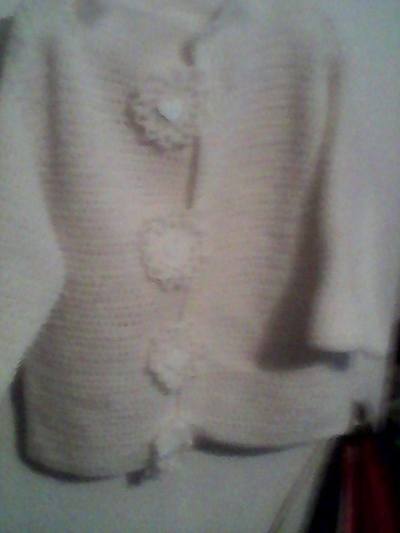 Crochet  Button Up Sweater with Flowers